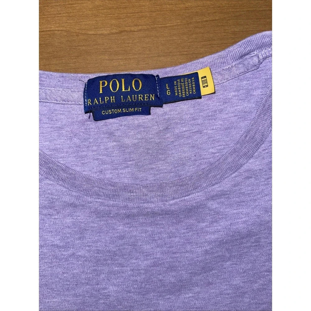 Polo Ralph Lauren Custom Slim Fit Tshirt Men Large Purple Flesh Pony